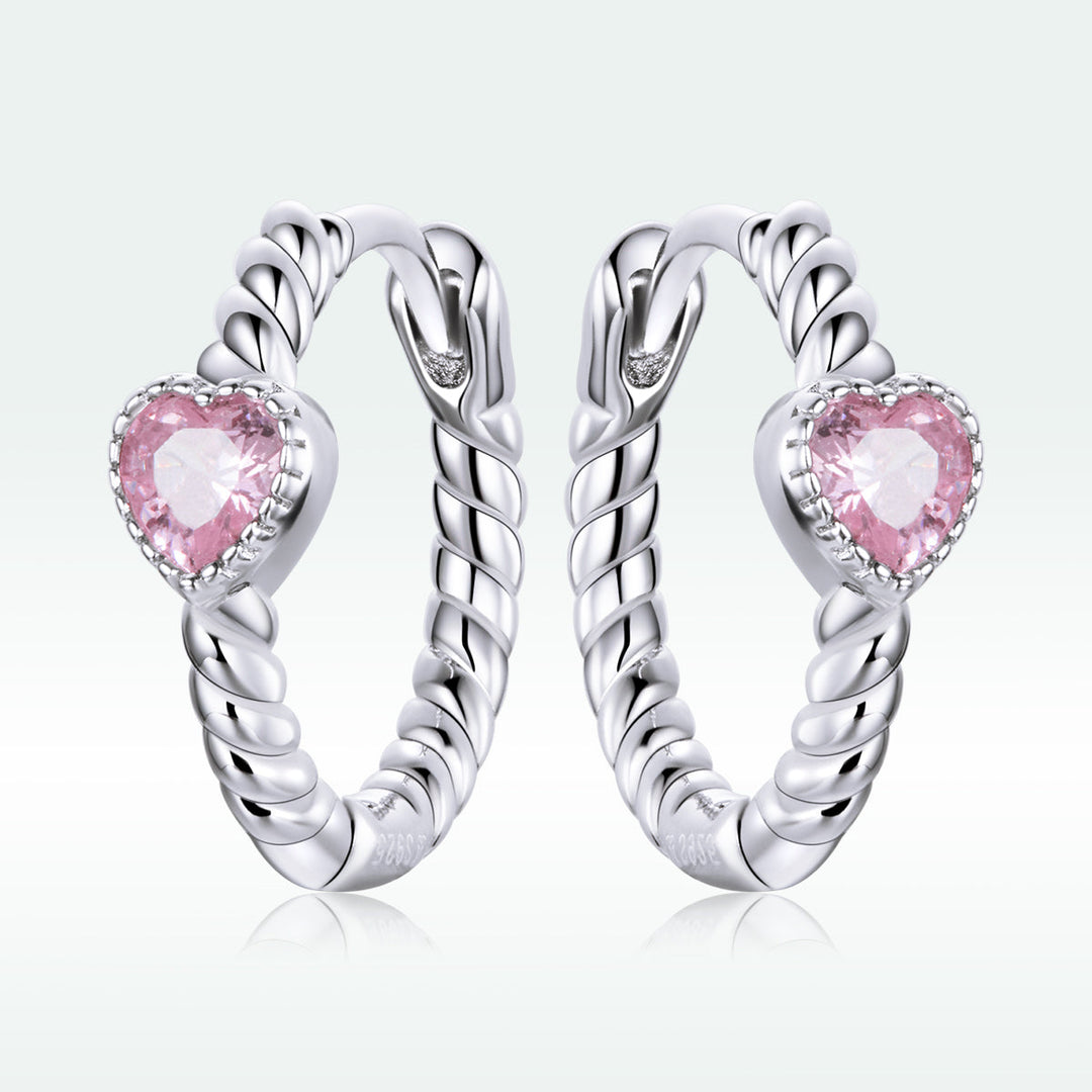 925 Sterling Silver CZ Earrings with Pavé Setting 1.3cm for Women
