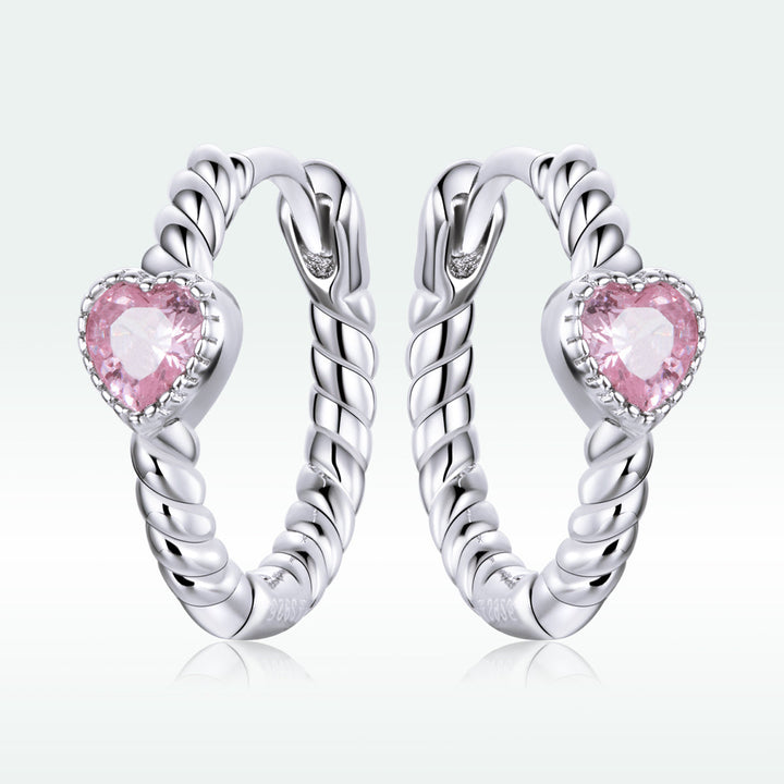 925 Sterling Silver CZ Earrings with Pavé Setting 1.3cm for Women