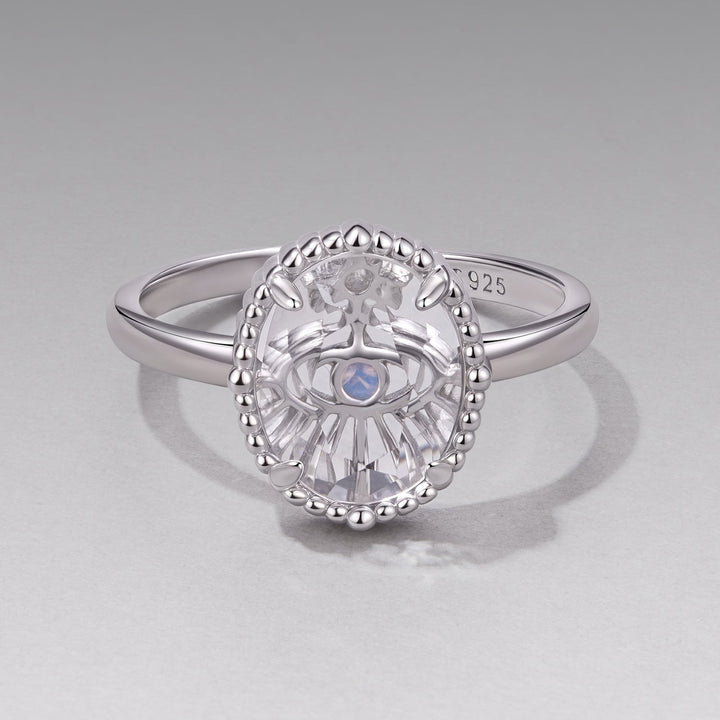 925 Sterling Silver Ring with Transparent Glass &amp; Nano Opal, Width 0.18cm, Style E, for Women