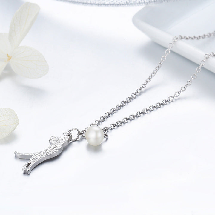 925 Sterling Silver 0.6 Carat Pearl Necklace for Women