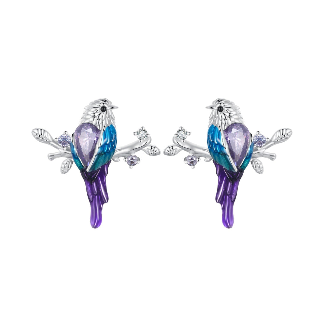 925 Sterling Silver Enamel Process Pavé Setting CZ Earrings