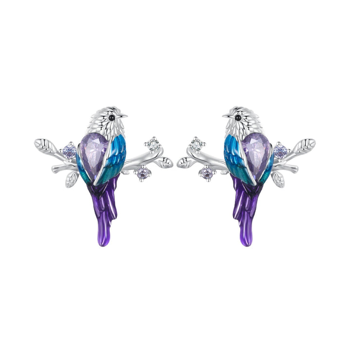 925 Sterling Silver Enamel Process Pavé Setting CZ Earrings