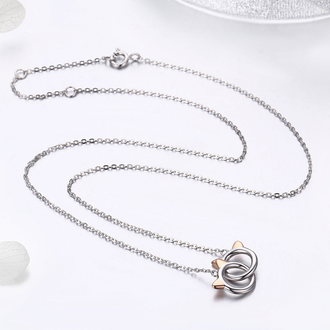 925 Sterling Silver Necklace, Length 38-45cm, Pendant 1.2*1cm, for Women