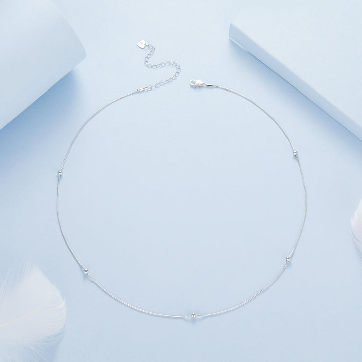 925 Sterling Silver Necklace with White Gold Plating, Length 40+5cm, Chain Thickness 0.08cm, for Women