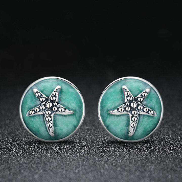 925 Sterling Silver Oxidized Enamel Earrings