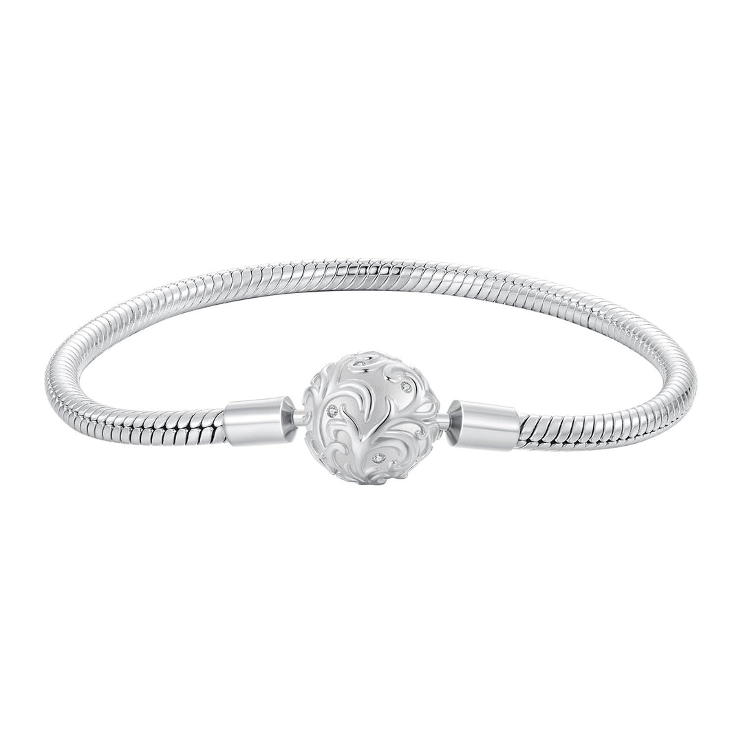 925 Sterling Silver White Gold Plated 17cm CZ Pavé Bracelet for Women