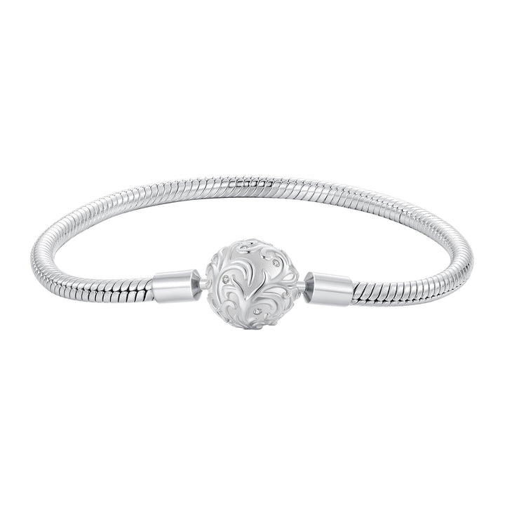 925 Sterling Silver White Gold Plated 17cm CZ Pavé Bracelet for Women