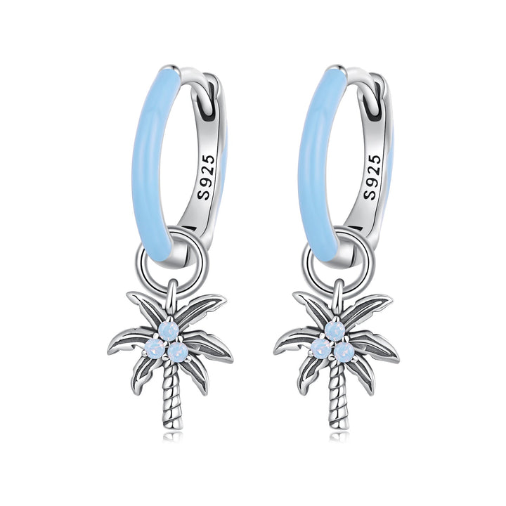 925 Sterling Silver Earrings with Nano Opal Stone and Enamel, Oxidized Finish