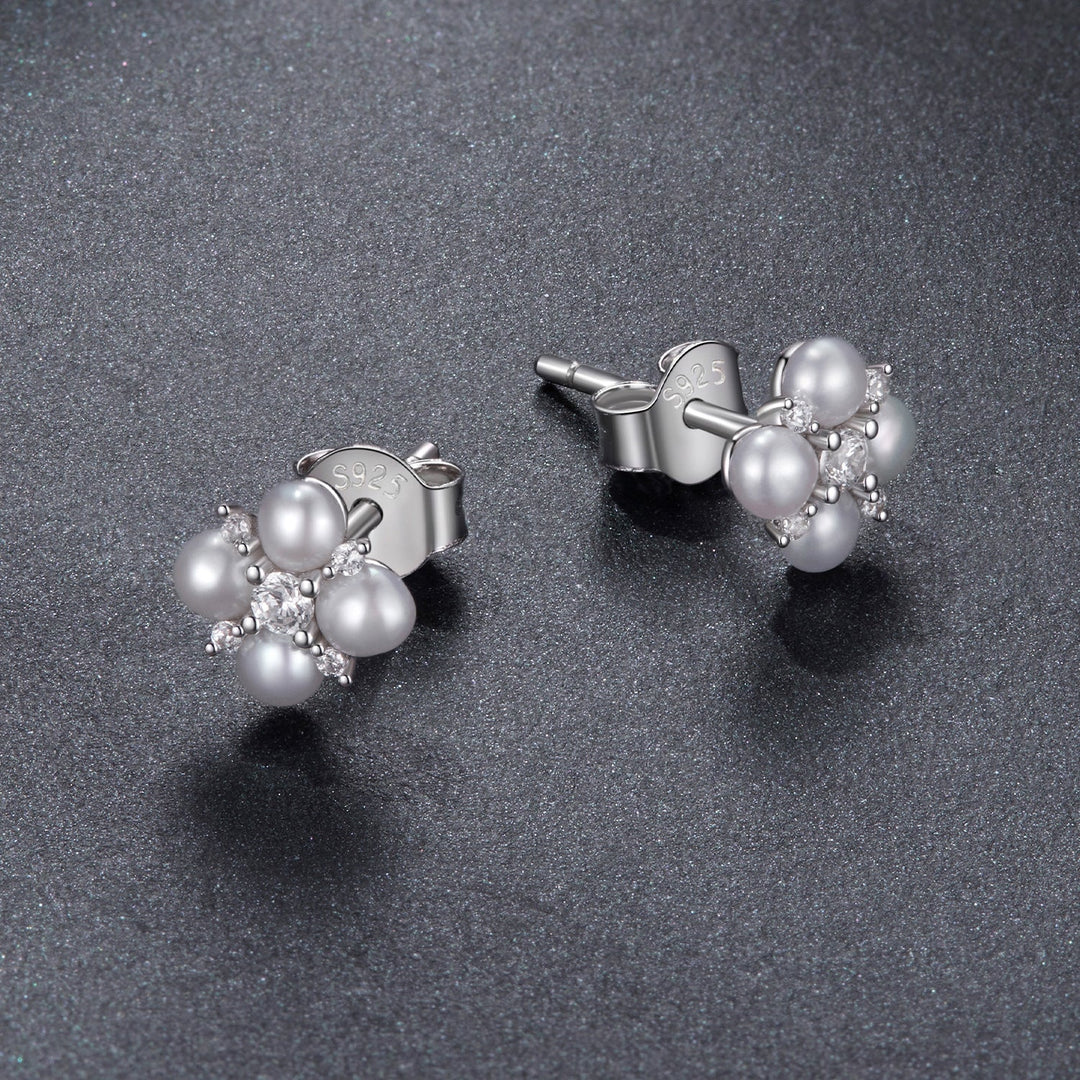 925 Sterling Silver 0.05ct Moissanite &amp; Freshwater Pearl Earrings for Women