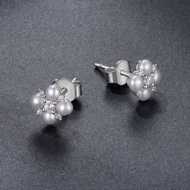 925 Sterling Silver 0.05ct Moissanite &amp; Freshwater Pearl Earrings for Women
