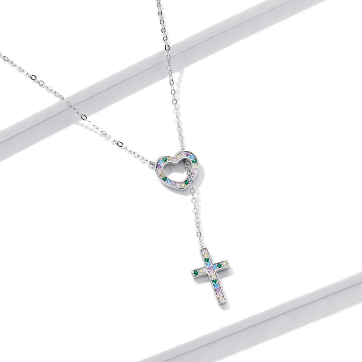 925 Sterling Silver Plated Necklace with Adjustable Length 42.5cm and CZ for Women
