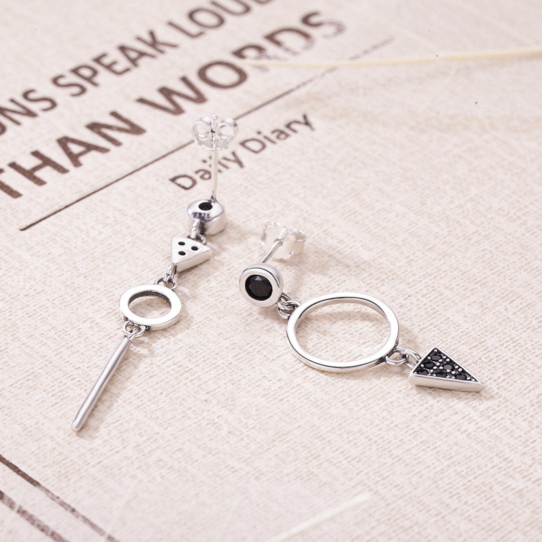 925 Sterling Silver Oxidized Pavé Setting CZ Earrings