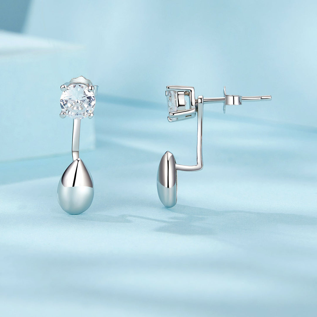 925 Sterling Silver Plated White Gold Earrings with Pavé Setting CZ