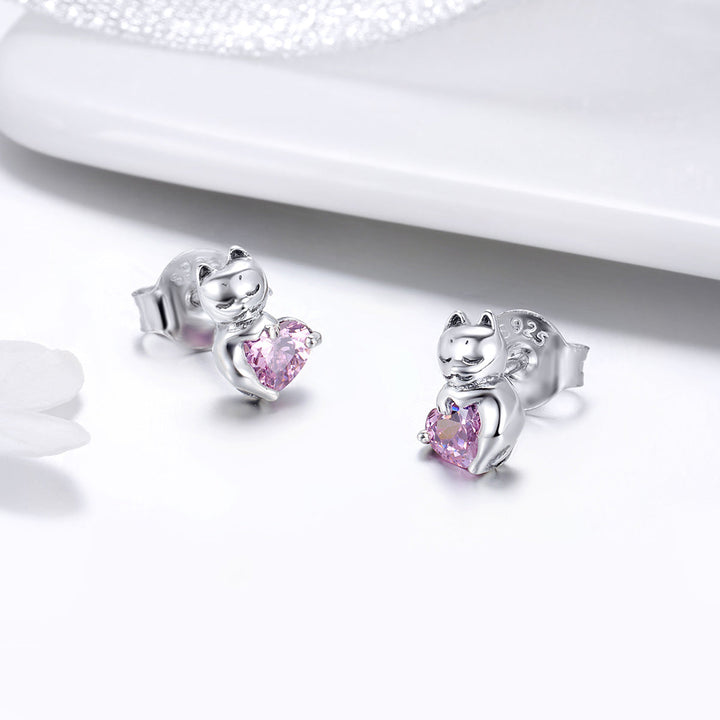 925 Sterling Silver Earrings with Pavé Setting and Oxidized Finish for Women