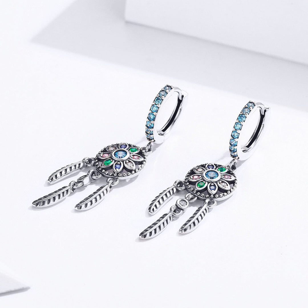 925 Sterling Silver Oxidized Silver Pavé CZ Earrings for Women, Size: 4*1 cm