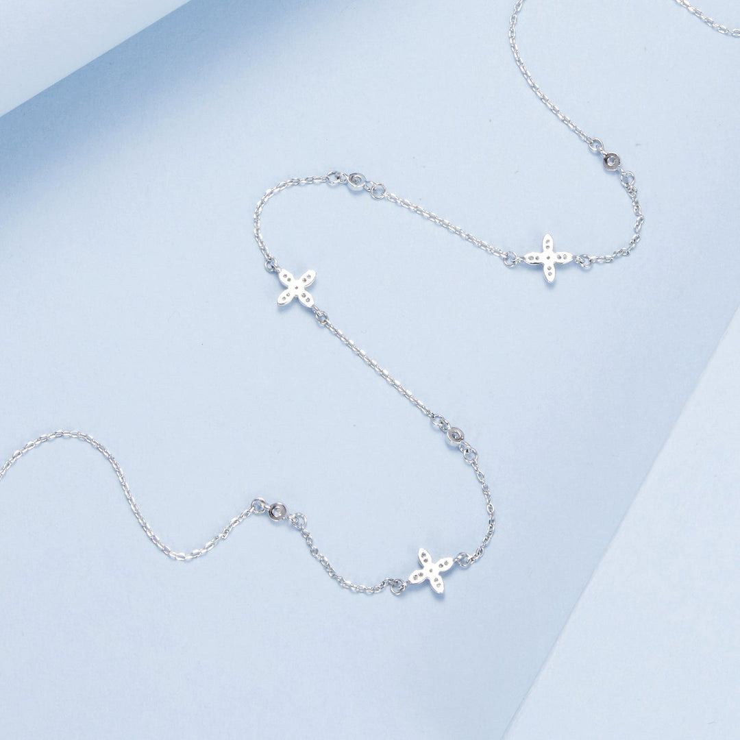 925 Sterling Silver White Gold Plated CZ Pendant Necklace for Women