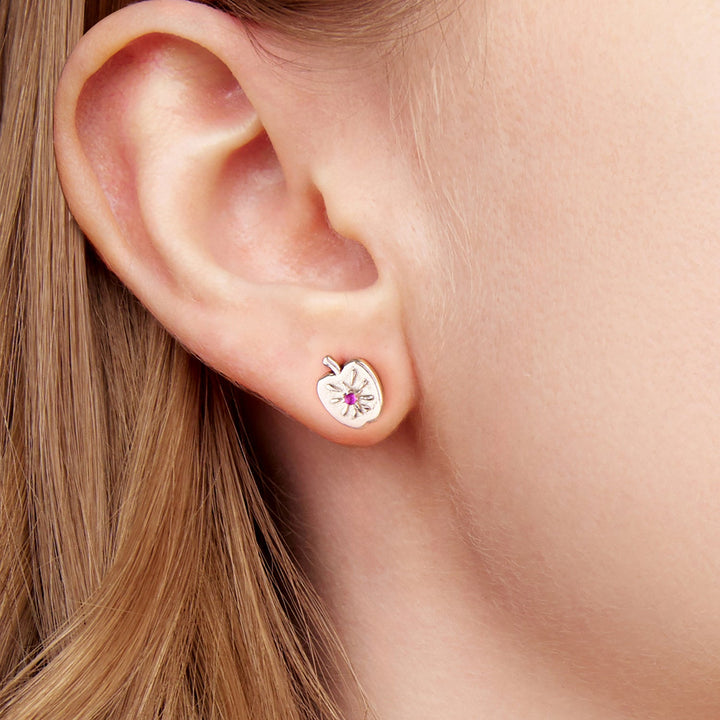 925 Sterling Silver Earrings with Synthetic Spinel &amp; Enamel, 1.1x0.8cm for Women