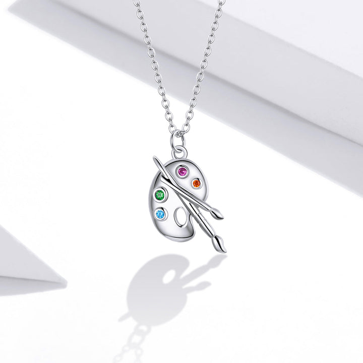 925 Sterling Silver Adjustable Pendant Necklace with CZ in Platinum Finish