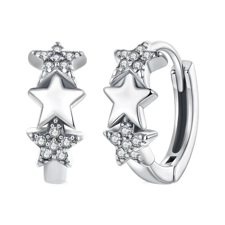 925 Sterling Silver Earrings with Pavé Setting CZ in Oxidized Silver