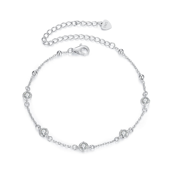925 Sterling Silver 3mm Moissanite Bracelet for Women
