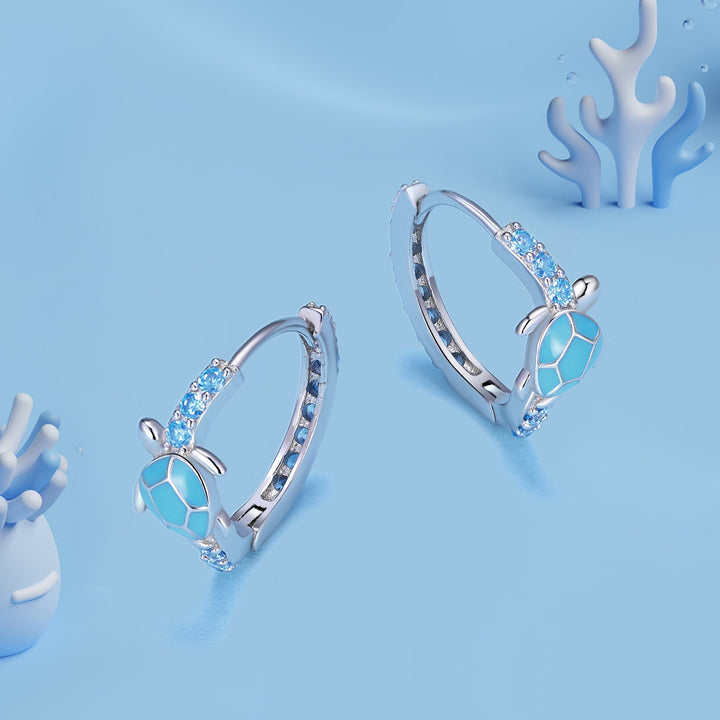 925 Sterling Silver Enamel CZ Earrings 14x6mm for Women