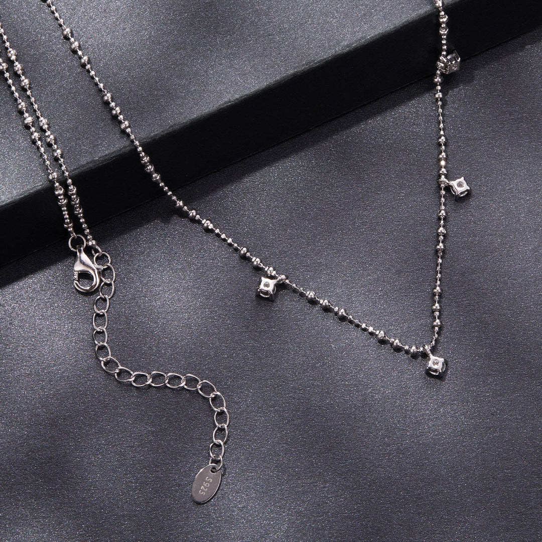 925 Sterling Silver 0.10ct Moissanite Necklace in White Gold, 40+5cm Chain for Women