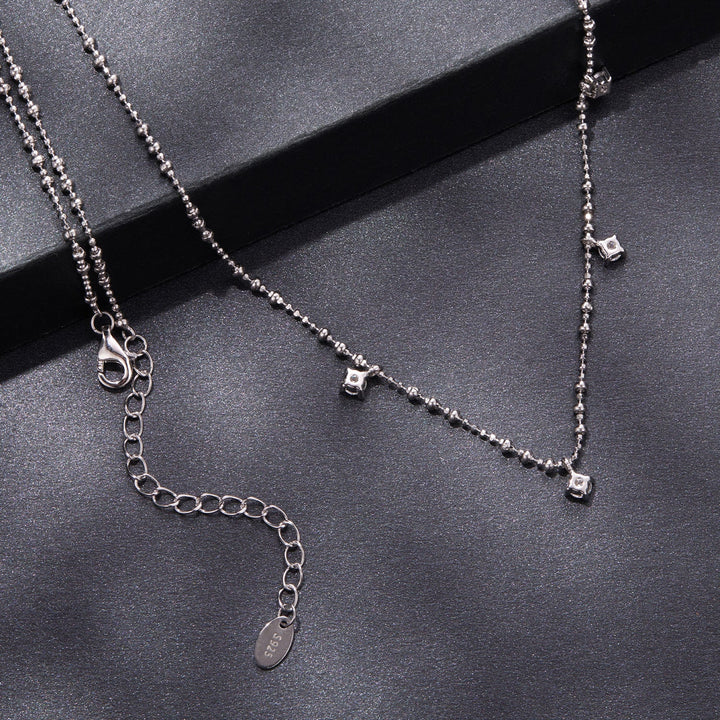 925 Sterling Silver 0.10ct Moissanite Necklace in White Gold, 40+5cm Chain for Women