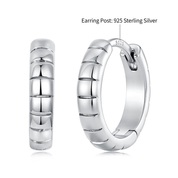 925 Silver White Gold Plated 1.4 x 0.3 cm Hoop Earrings for Women