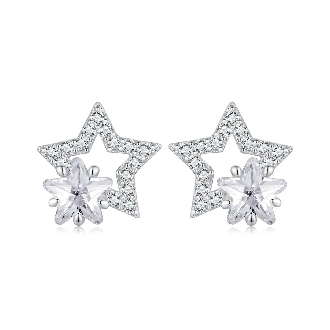 925 Sterling Silver Earrings 9x9mm with Pavé Setting CZ for Women