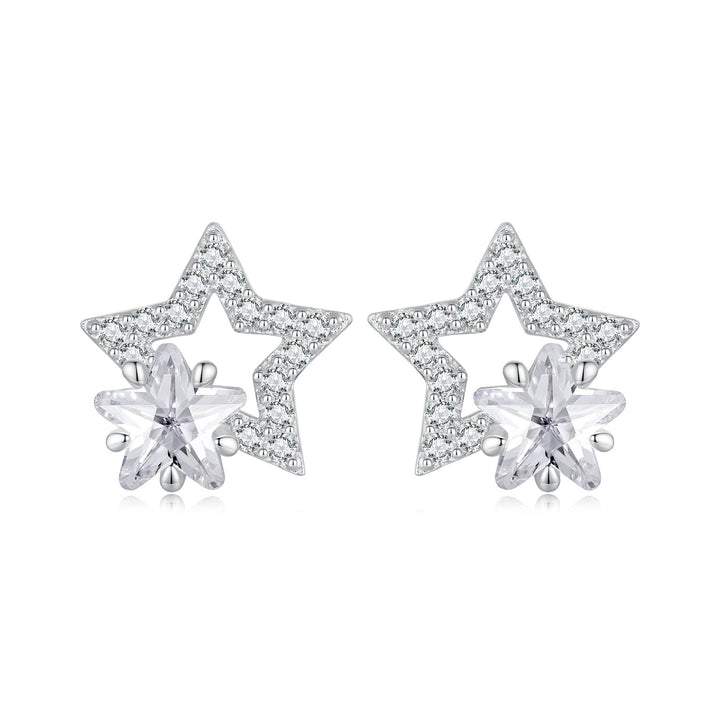 925 Sterling Silver Earrings 9x9mm with Pavé Setting CZ for Women