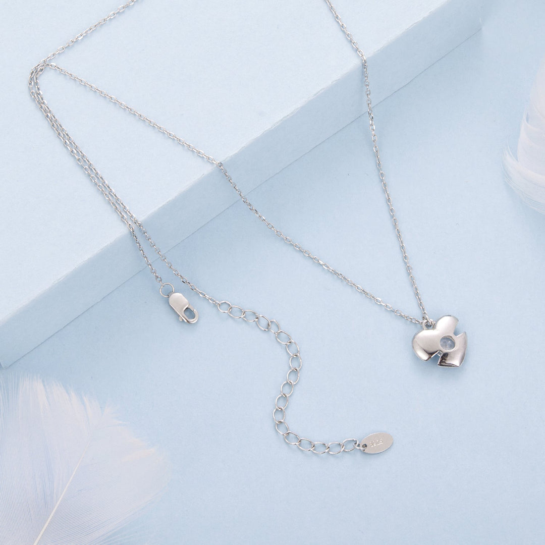 925 Sterling Silver White Gold Plated 40cm+5cm Length CZ Necklace for Women