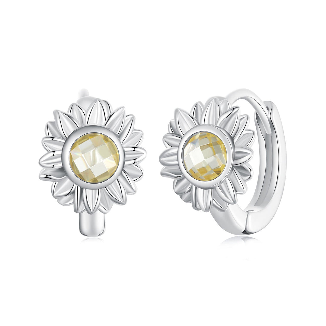 925 Sterling Silver Earrings with Transparent Glass, 12x9mm Size for Women