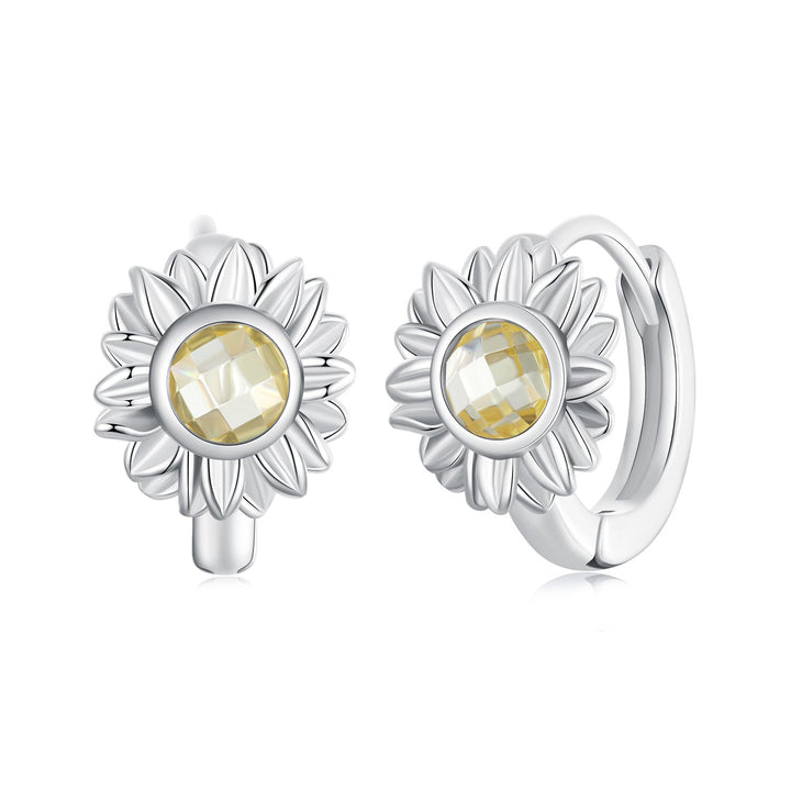 925 Sterling Silver Earrings with Transparent Glass, 12x9mm Size for Women