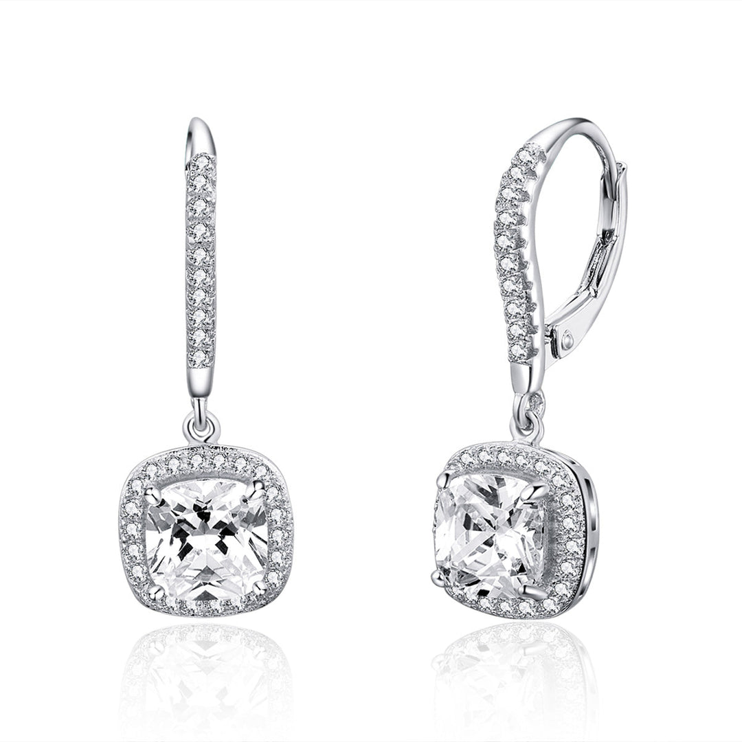 925 Sterling Silver Plated Gold Pavé Setting CZ Earrings for Women