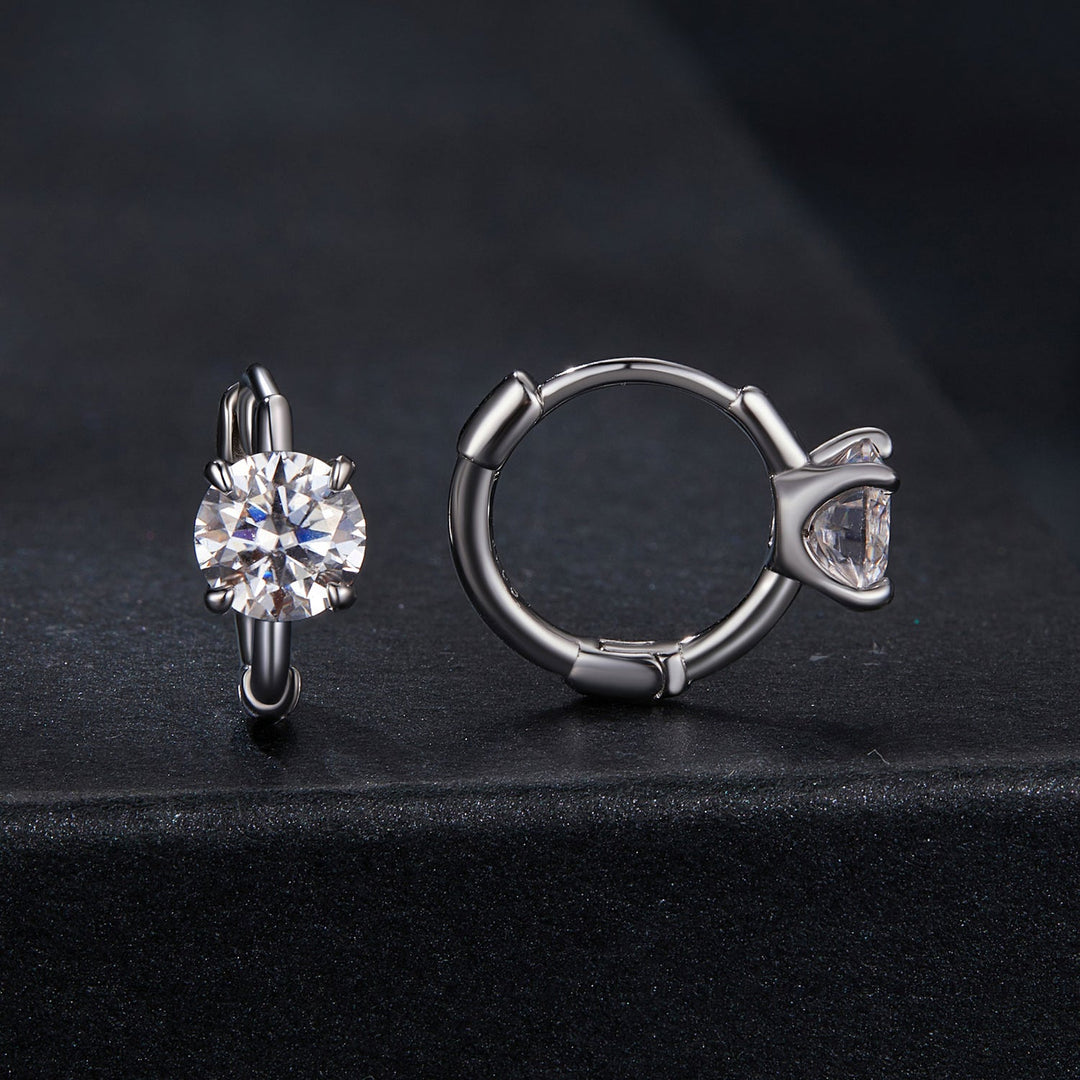 925 Sterling Silver &amp; White Gold Plated 0.5 Carat Moissanite Earrings for Women