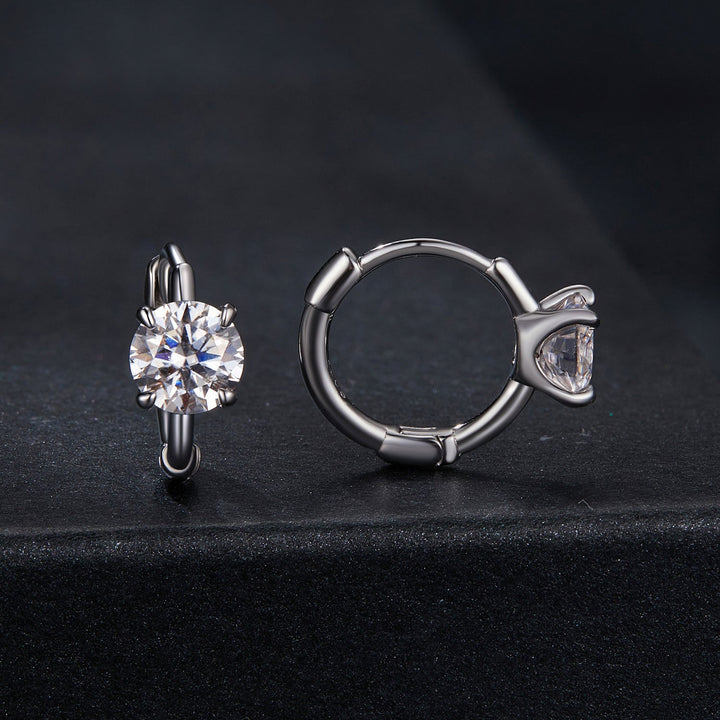 925 Sterling Silver &amp; White Gold Plated 0.5 Carat Moissanite Earrings for Women