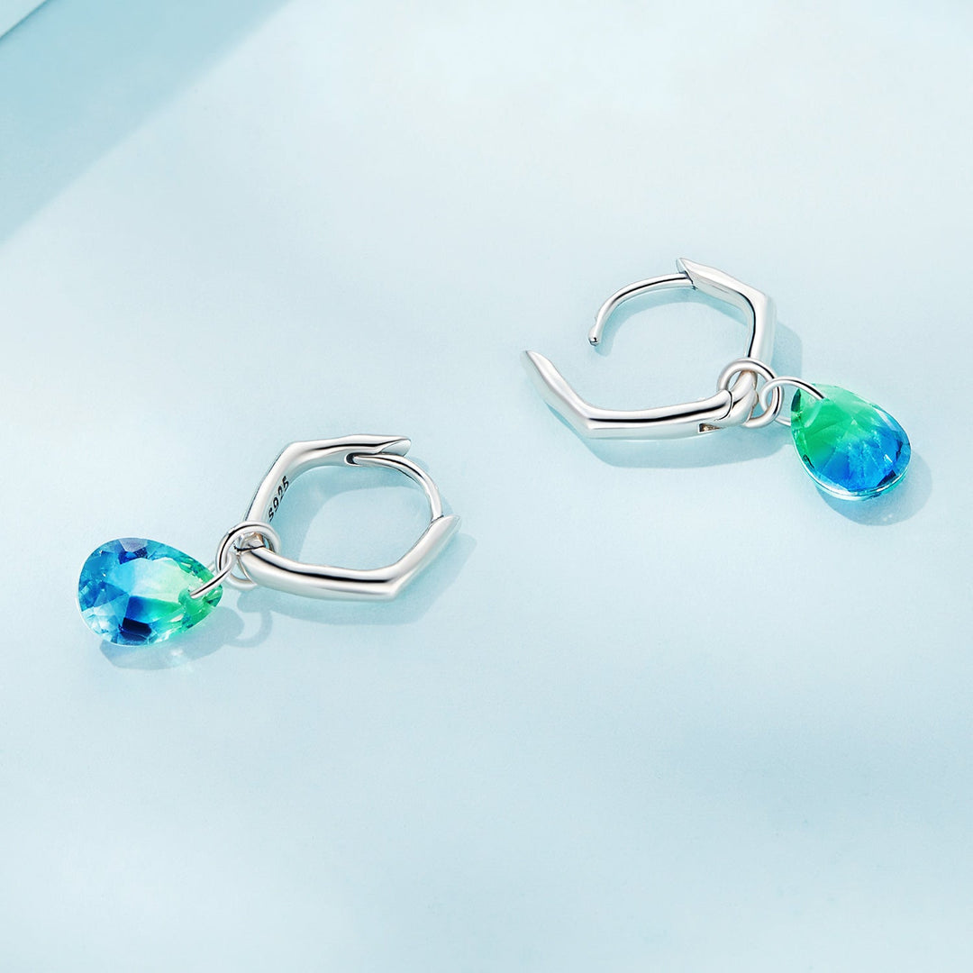 S925 Sterling Silver Oxidized Earrings with Transparent Glass &amp; Main Stone for Women