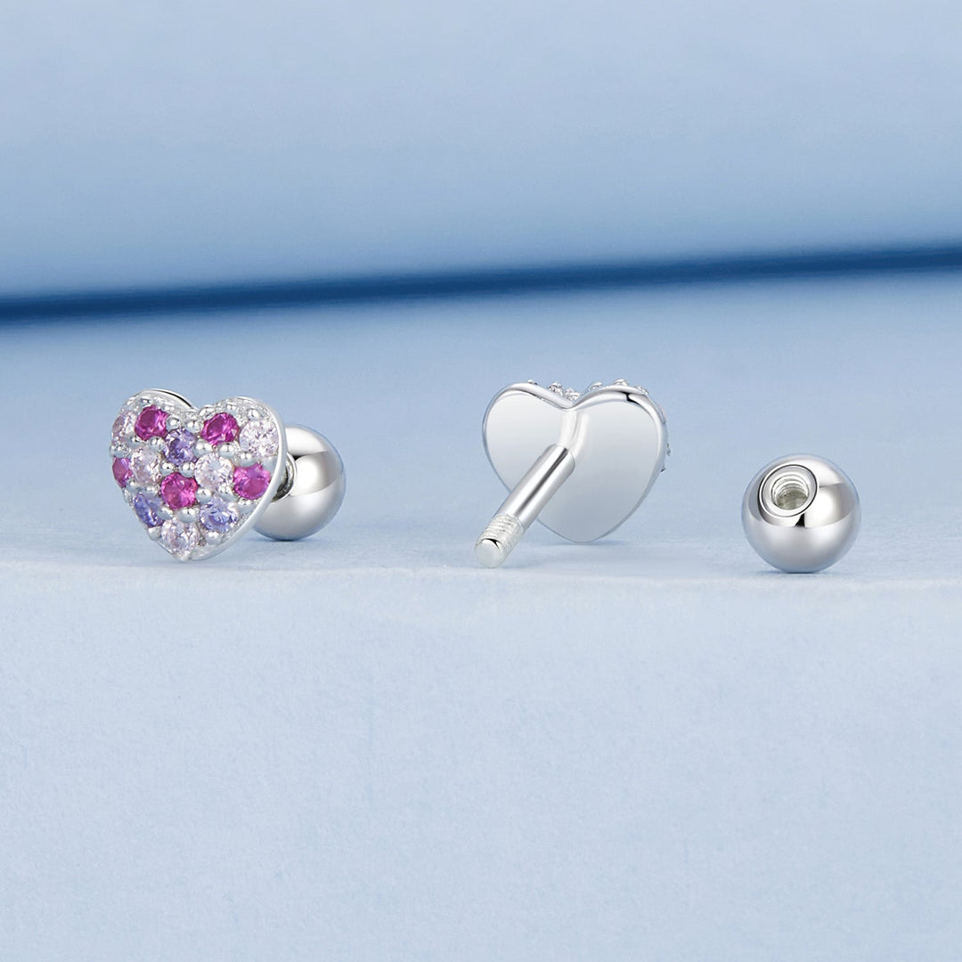 925 Sterling Silver Earrings with Pavé Setting CZ in White Gold for Women