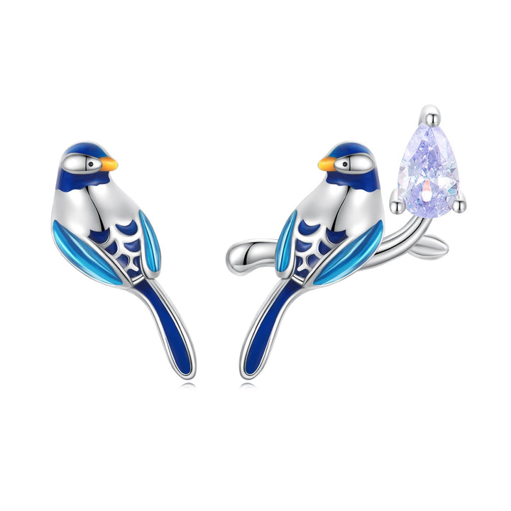 925 Sterling Silver Enamel Pavé CZ Earrings for Women