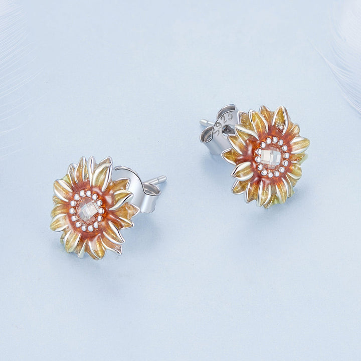 925 Sterling Silver Enamel &amp; Glass Earrings for Women