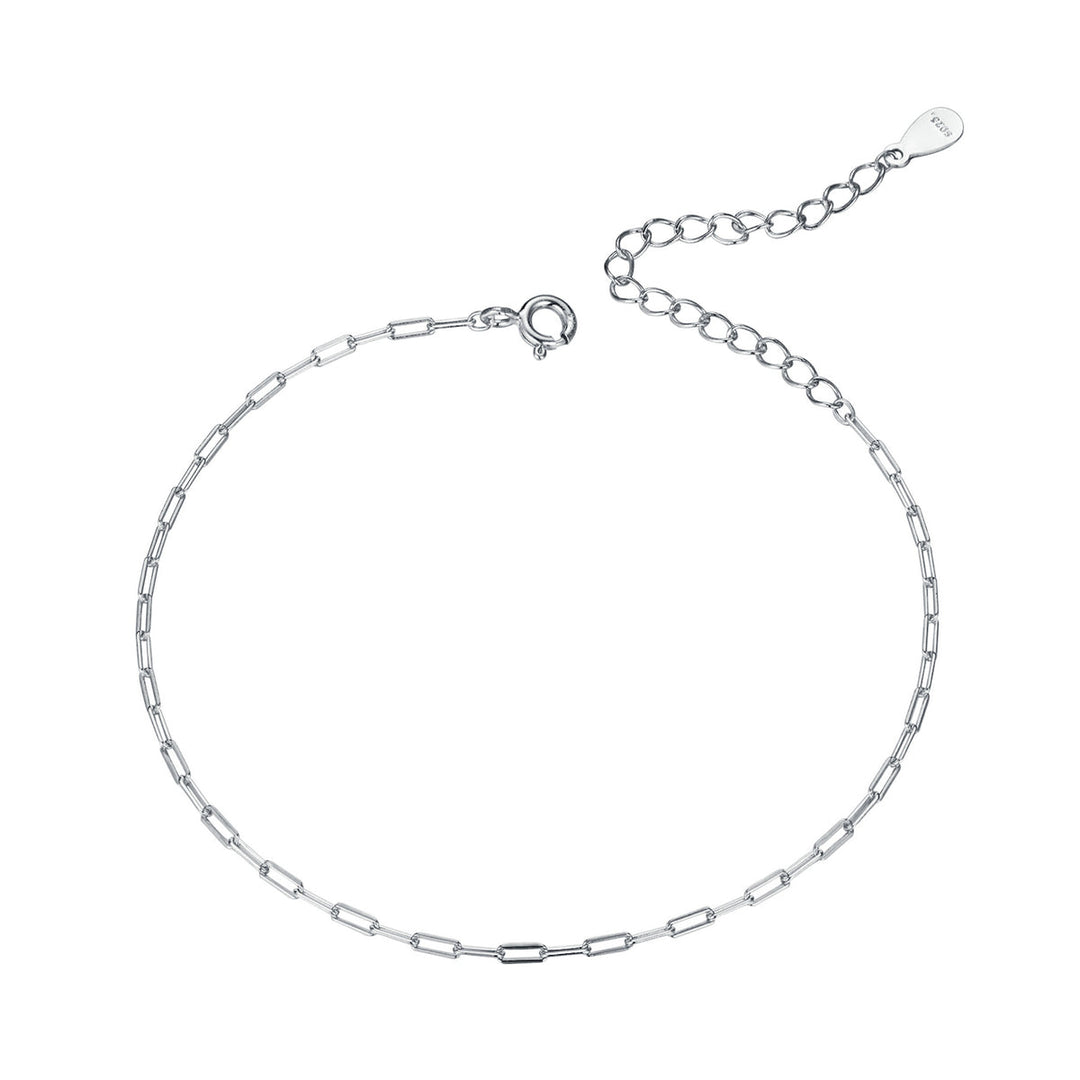925 Sterling Silver &amp; Plated Platinum Bracelet - 17+5cm Length