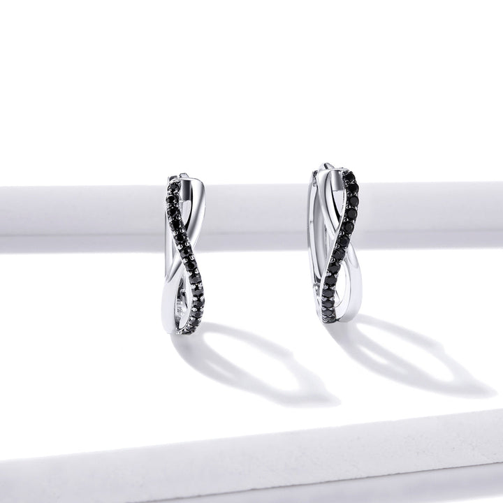 925 Sterling Silver Earrings 1.3*0.4cm with Pavé Setting CZ for Women