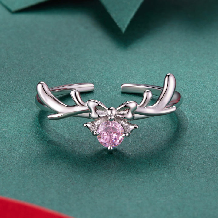 925 Sterling Silver White Gold Plated Bow-Knot Ring with CZ for Women