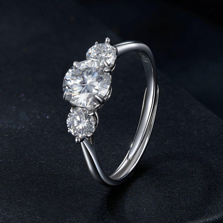 925 Sterling Silver Moissanite 6.5mm 1ct Ring, Size E for Women