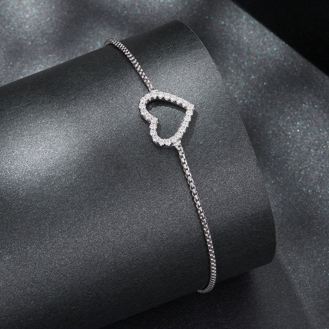 925 Sterling Silver Plated White Gold Moissanite Bracelet for Women