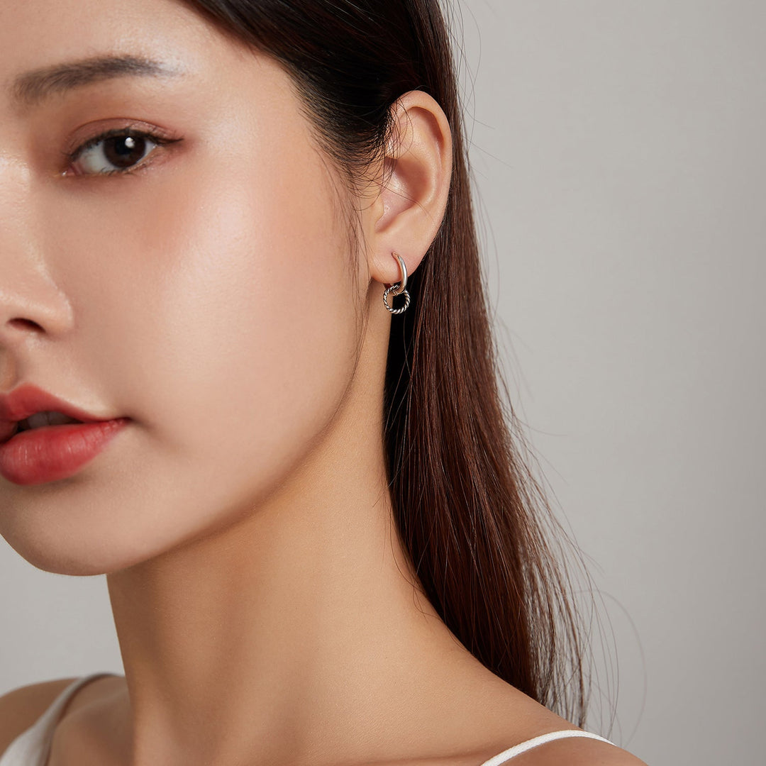 925 Sterling Silver &amp; Oxidized Silver Earrings for Women