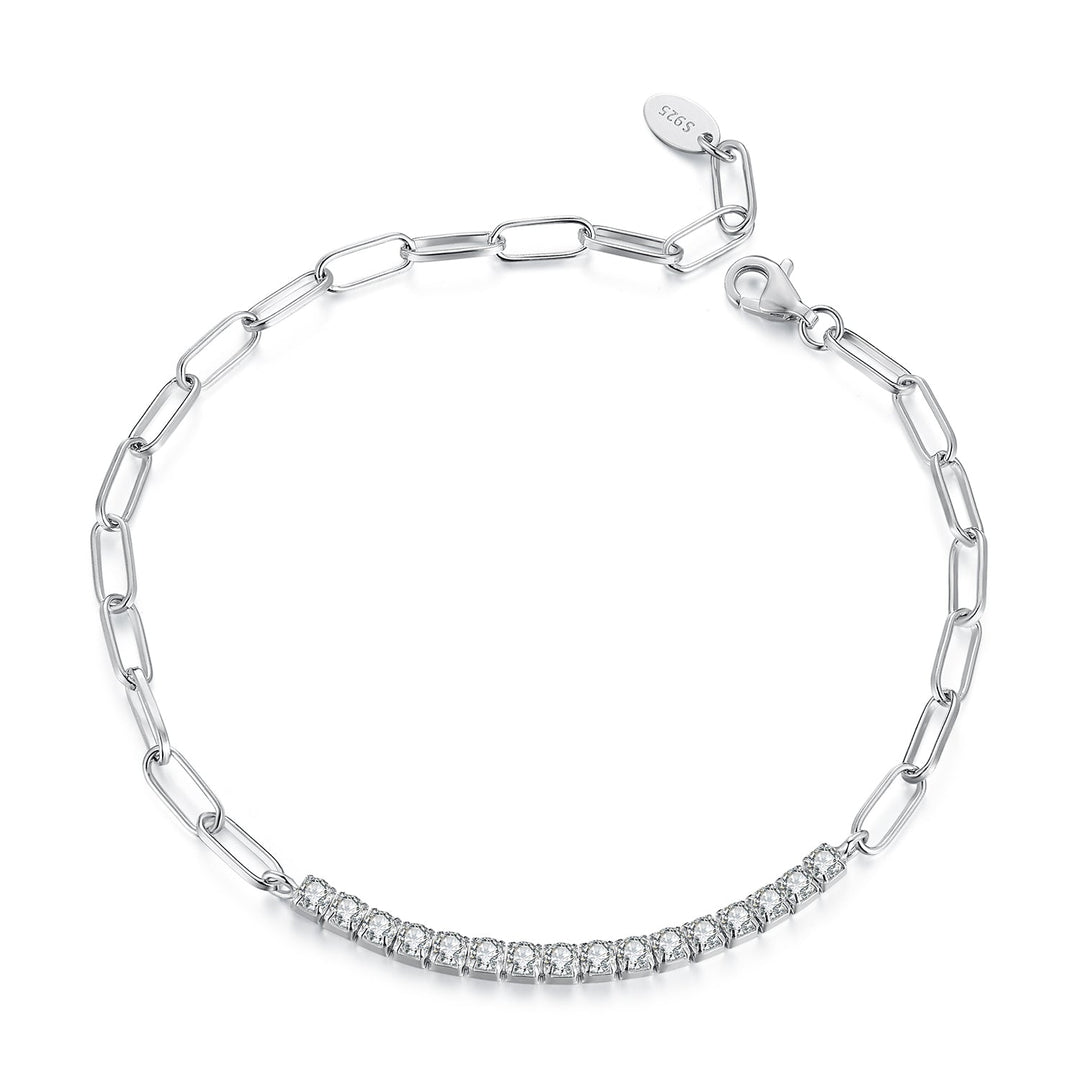 925 Sterling Silver + Moissanite White Gold 21cm Bracelet for Women