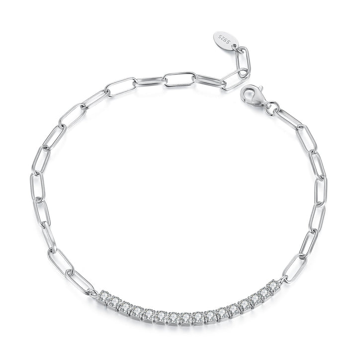 925 Sterling Silver + Moissanite White Gold 21cm Bracelet for Women