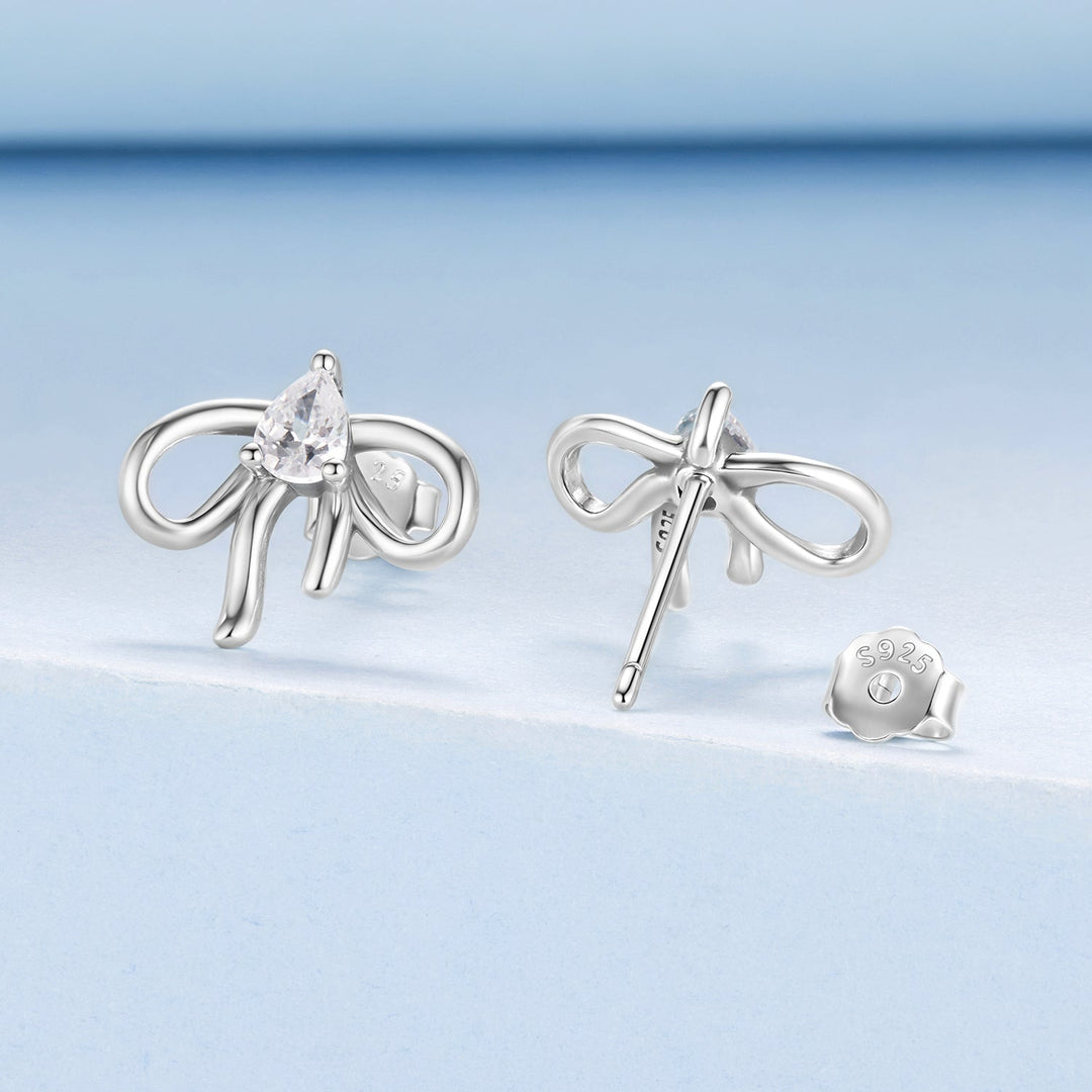 925 Sterling Silver Earrings with Pavé Setting &amp; Oxidized Finish