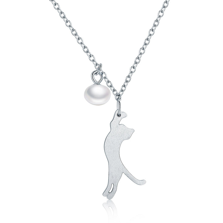 925 Sterling Silver 0.6 Carat Pearl Necklace for Women